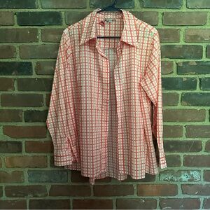 Mishca Geometric Plaid Collared Button Sz XL -46 Chest -29.5” Long